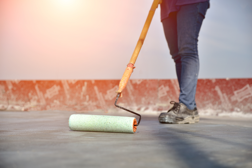 Construction,Worker,Paint,Chemical,Water,Proof,Curing,Concrete,Slab